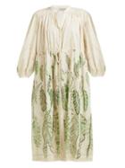 Matchesfashion.com Three Graces London - X Zandra Rhodes Julienne Cotton Dress - Womens - Green Multi