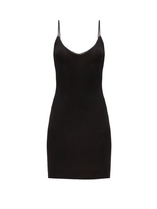 Ladies Lingerie Ganni - V-neck Stretch-jersey Slip Dress - Womens - Black