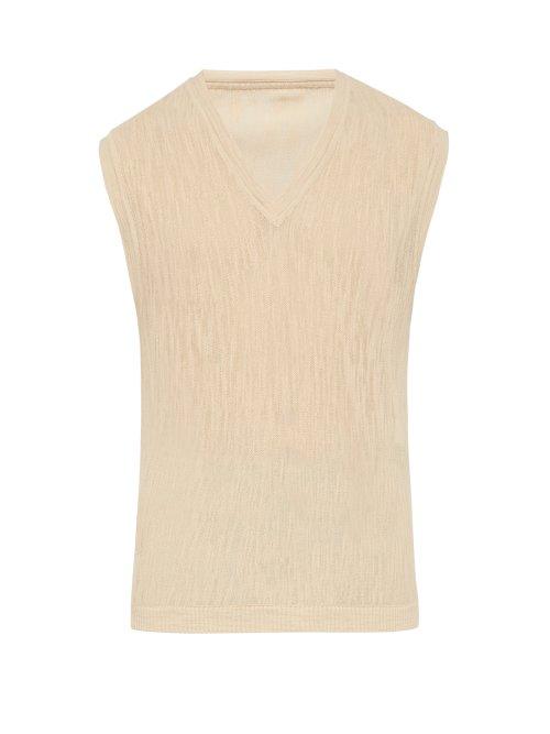 Matchesfashion.com Jacquemus - V Neck Cotton Blend Knit Tank Top - Mens - White
