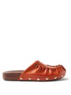 Marni - Gathered-leather Backless Loafers - Womens - Brown
