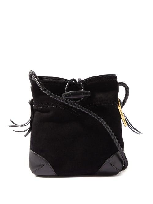 Isabel Marant - Taggy Braided Leather-trim Suede Shoulder Bag - Womens - Black