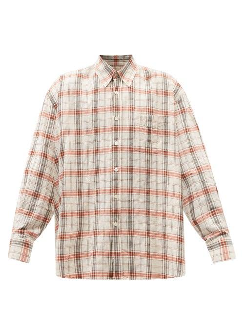 Our Legacy - Borrowed Check Cotton-blend Shirt - Mens - Orange Multi