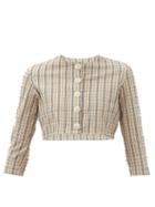 Matchesfashion.com Lisa Marie Fernandez - Seersucker-stripe Cropped Jersey Cardigan - Womens - Beige Stripe