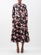 Emilia Wickstead - Annie Rose-print Taffeta-faille Midi Dress - Womens - Pink Black