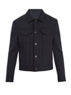 Neil Barrett Point-collar Striped Wool Bomber Jacket