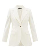 Matchesfashion.com Dolce & Gabbana - Single Breasted Virgin Wool Blend Crepe Blazer - Womens - White
