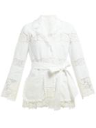 Matchesfashion.com Dolce & Gabbana - Lace Panelled Pyjama Cotton Blend Blouse - Womens - White