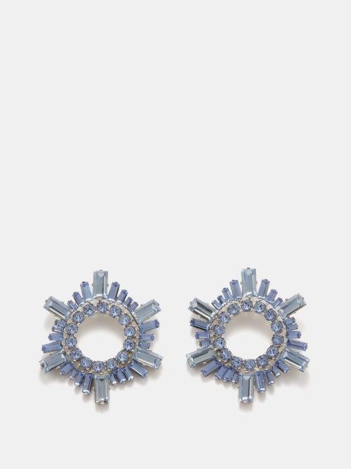 Amina Muaddi - Begum Mini Crystal-embellished Earrings - Womens - Blue