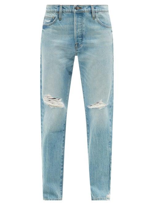 Frame - Le Slouch Distressed Straight-leg Jeans - Womens - Light Blue