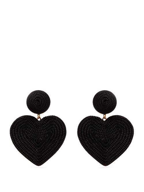 Matchesfashion.com Rebecca De Ravenel - Cora Heart Cord Earrings - Womens - Black