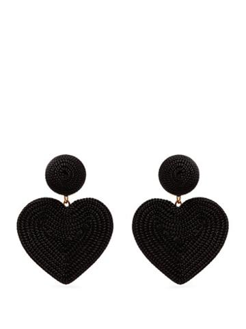 Matchesfashion.com Rebecca De Ravenel - Cora Heart Cord Earrings - Womens - Black