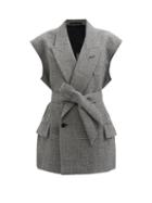 Raey - Sleeveless Raw-edge Wool-blend Belted Jacket - Womens - Grey Multi