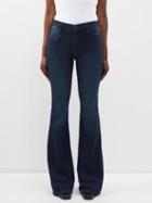 Frame - Le High Cotton-blend Flared-leg Jeans - Womens - Dark Denim