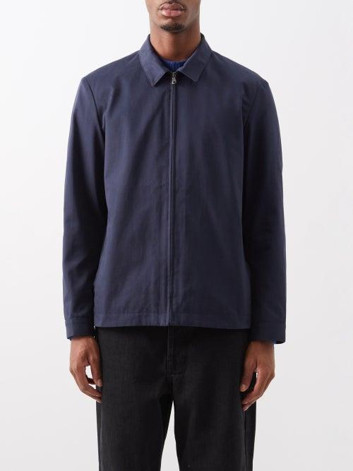 Sunspel - Point-collar Cotton Harrington Jacket - Mens - Navy