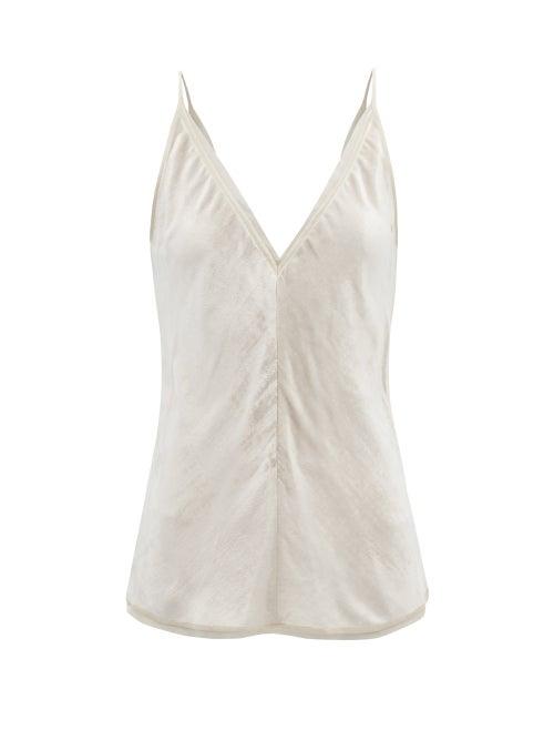 Gabriela Hearst - Maria Plunge-neck Silk Velvet-pann Camisole - Womens - White