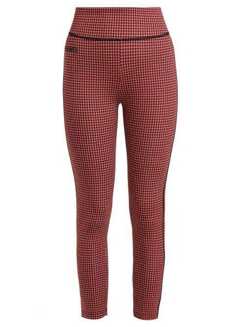 Matchesfashion.com Fendi - High Rise Checked Leggings - Womens - Red Multi