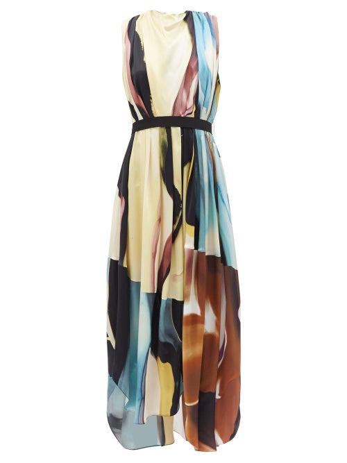Roksanda - Aldona Marble-print Silk Maxi Dress - Womens - Multi