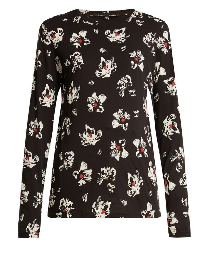 Proenza Schouler Floral-print Long-sleeved Cotton-jersey Top