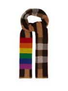 Burberry Rainbow-striped Checked Cashmere Scarf