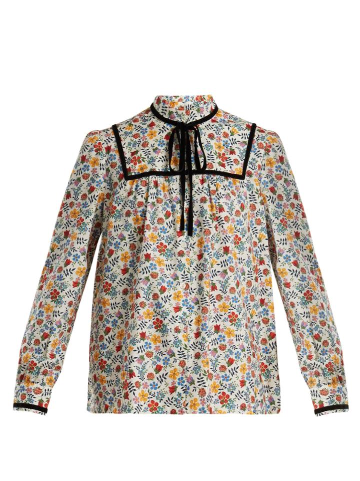 A.p.c. Abott Floral-print Cotton-twill Top