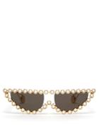 Matchesfashion.com Gucci - Crystal Embellished Cat Eye Sunglasses - Womens - Grey Gold