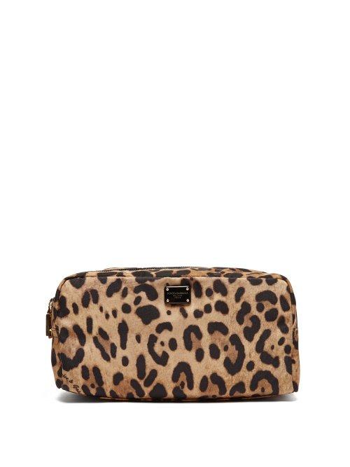 Matchesfashion.com Dolce & Gabbana - Leopard Print Logo Wash Bag - Womens - Leopard