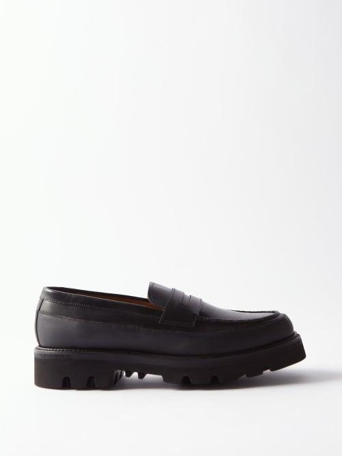 Grenson - Pete Lug-sole Leather Loafers - Mens - Black