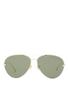 Matchesfashion.com Linda Farrow - Gold Plated Aviator Sunglasses - Womens - Dark Green Multi