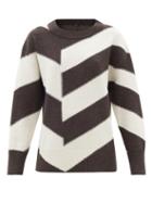 Joseph - Chevron-panelled Merino Wool Sweater - Womens - Cream Brown