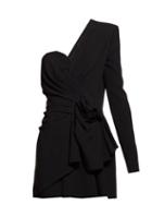 Matchesfashion.com Saint Laurent - Asymmetric Gathered Crepe Mini Dress - Womens - Black