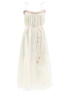 Matchesfashion.com Loup Charmant - Anacapri Smocked Organic-cotton Dress - Womens - Ivory