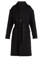 Matchesfashion.com Lemaire - Shawl Collar Melton Wool Coat - Mens - Black