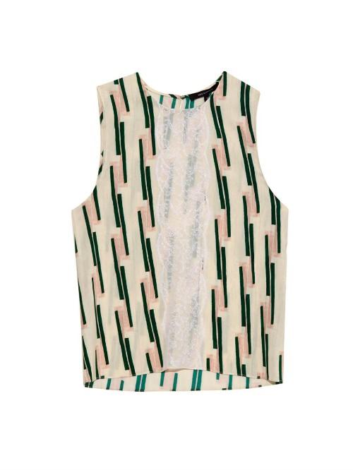 Wes Gordon Lace-panelled Crepe Top