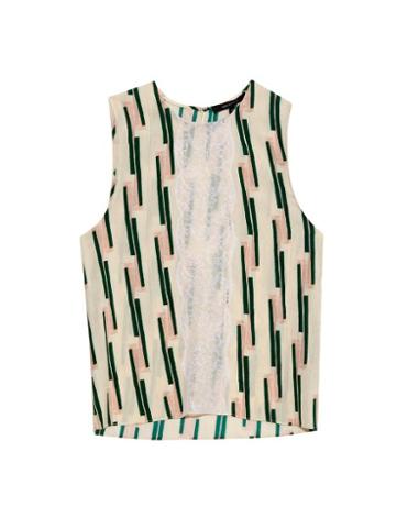 Wes Gordon Lace-panelled Crepe Top
