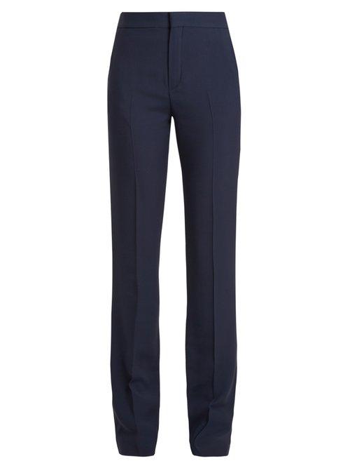 Matchesfashion.com Chlo - High Waist Cady Trousers - Womens - Navy