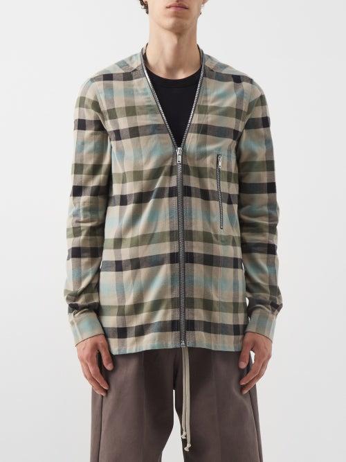 Rick Owens - Larry Brushed Check-cotton Shirt - Mens - Pearl