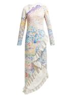 Matchesfashion.com Mary Katrantzou - Lenda Mountain Print Asymmetric Dress - Womens - Multi