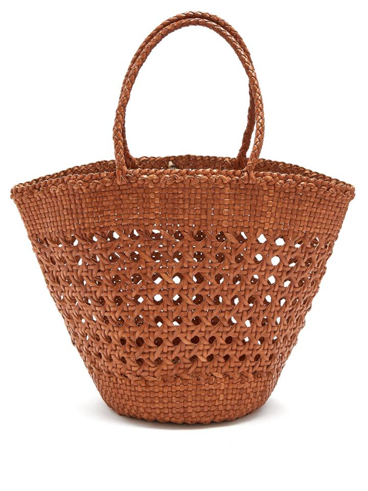 Dragon Diffusion Myra Cannage Woven-leather Basket Bag