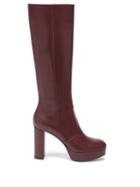Ladies Shoes Gianvito Rossi - Platform Leather Knee-high Boots - Womens - Burgundy