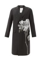 Matchesfashion.com Valentino Garavani - Flowers City-print Double-breasted Wool-blend Coat - Mens - Black White