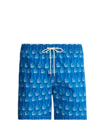 Matchesfashion.com Le Sirenuse, Positano - Snail Print Swim Shorts - Mens - Blue