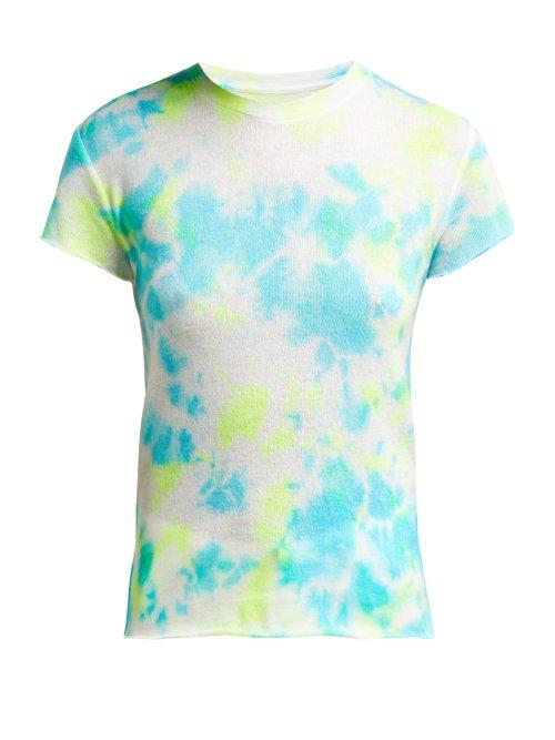Matchesfashion.com The Elder Statesman - Tie Dye Cashmere And Silk Blend T Shirt - Womens - Yellow Multi