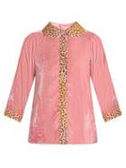 Matchesfashion.com Jupe By Jackie - Holi Embroidered Silk Velvet Top - Womens - Pink Multi