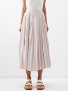 Joseph - Siddons Pleated Linen-blend Midi Skirt - Womens - Light Pink