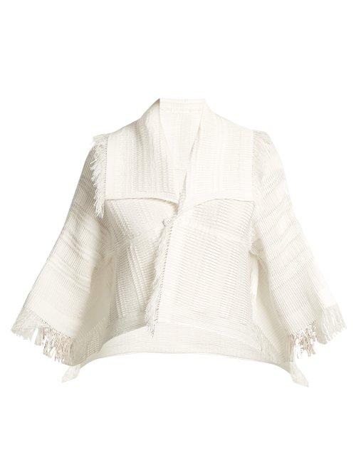 Matchesfashion.com Issey Miyake - Fringed Pleated Cropped Jacket - Womens - White