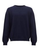 Matchesfashion.com Raey - Crew-neck Cotton-piqu Sweater - Mens - Navy