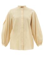 Matchesfashion.com Albus Lumen - Levitas Balloon-sleeve Cotton Shirt - Womens - Beige