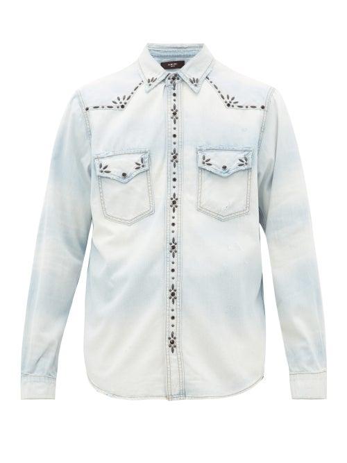 Matchesfashion.com Amiri - Studded Denim Western Shirt - Mens - Indigo