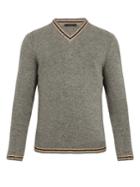 The Gigi Greg Striped-trim V-neck Sweater