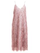 Matchesfashion.com Raey - V Neck Tinsel Midi Slip Dress - Womens - Pink